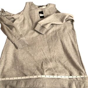 Solutions  XL gray long sleeve cold shoulder sweatshirt mini dress NWT